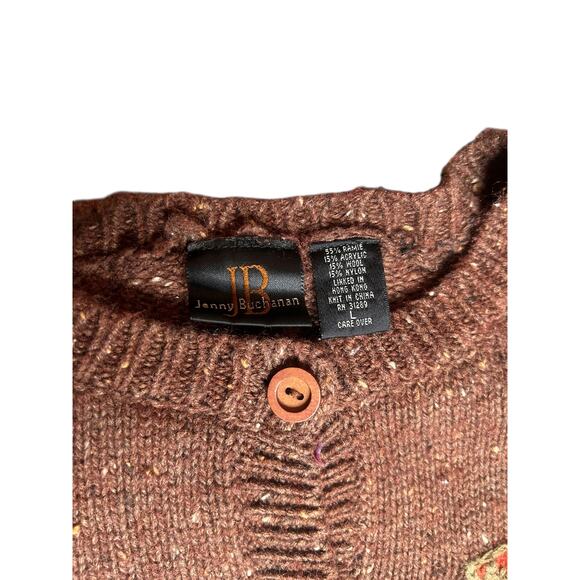Vintage 90s Jenny Buchanan Fall Leaves Knit Cardigan Sweater\ - Picture 4 of 4